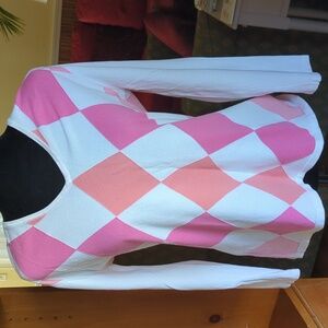Lilly Pulitzer Pink and White Diamond Long Sleeve Top
